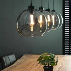 Hanglamp 4L balk zwart + smoke glas 30cm