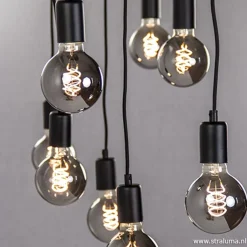 Hanglamp 8L plaat 110cm zwart ex.e27 lb