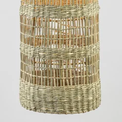 Hanglamp Latika smal zeegras naturel met zwart