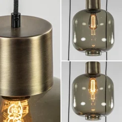 Hanglamp Lett 3L rond zw/brons smoke mix