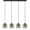 Hanglamp 4-lichts balk zwart + smoke glas 25cm