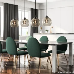 Hanglamp 4-lichts balk zwart + smoke glas 25cm