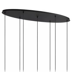 Hanglamp 7-lichts ovaal met mat zwart glas