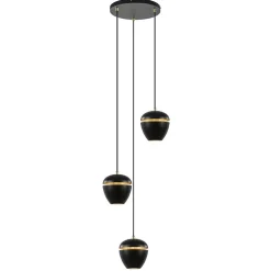 Hanglamp 3-lichts rond zwart/goud