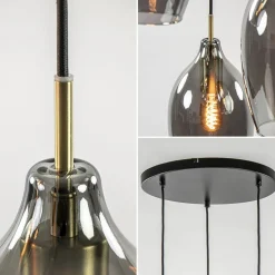 Hanglamp Lukaro 3-L antiek brons + smoke glas