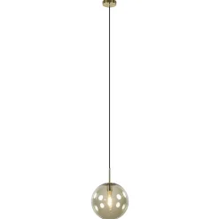 Hanglamp Medina satin gold/amber glas 30cm