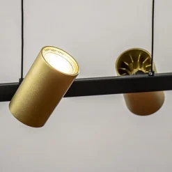 Hanglamp met spots 6-lichts zwart/goud