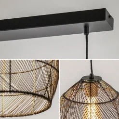 Hanglamp Meya 2-lichts zwart/goud met balk