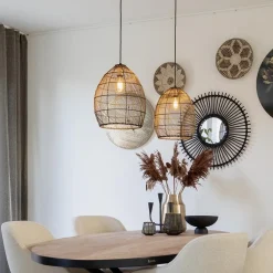 Hanglamp Meya 2-lichts zwart/goud met balk