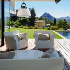 Hanglamp outdoor antraciet met wit IP65