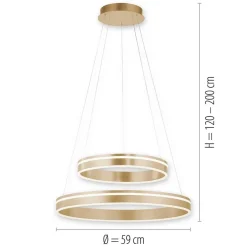 Hanglamp Q-Vito dubbele ring gold smart