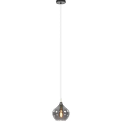 Hanglamp Rakel 20cm antiek brass+smoke glas