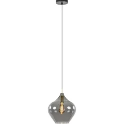 Hanglamp Rakel 27cm antiek brass+smoke glas