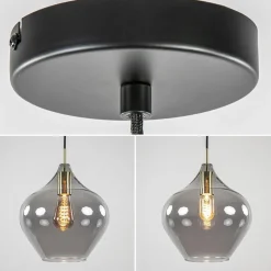 Hanglamp Rakel 27cm antiek brass+smoke glas