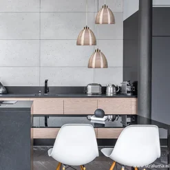 Hanglamp rond 3-lichts alu draad/glas