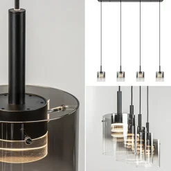 Hanglamp Salerno 4L zwart/gradient smoke