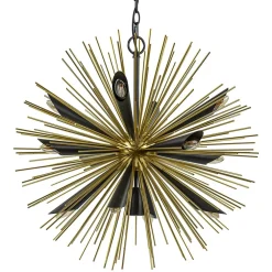 Hanglamp Springfield rond zwart/goud sprieten