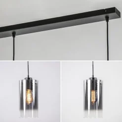 Hanglamp Ventotto 3l zwart/smoke glas