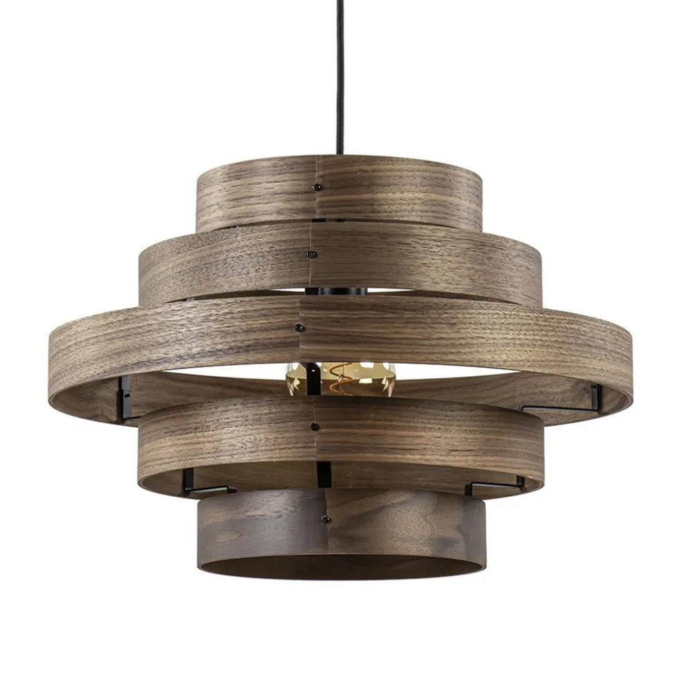 Hanglamp Walnut 6-ringen hout/zwart