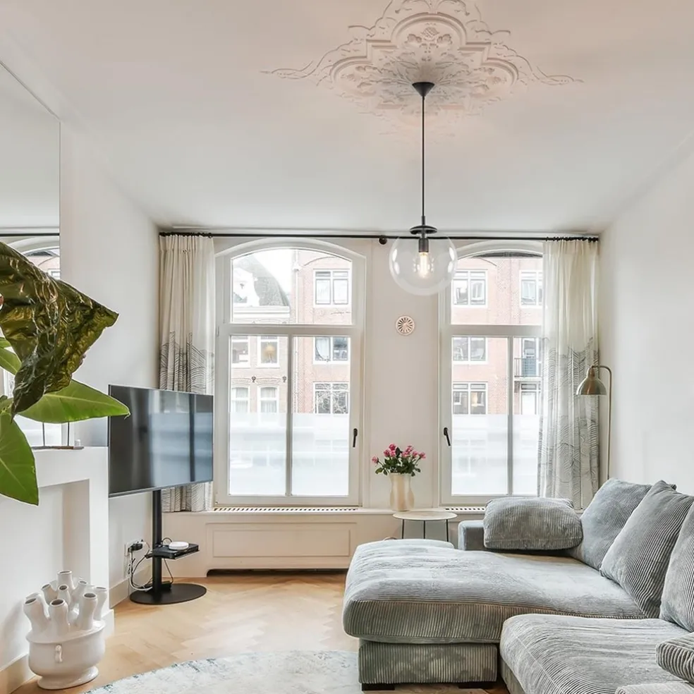 Hanglamp zwart met helder glazen bol 30 cm