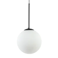 Hanglamp zwart met opaal wit glas 30 cm