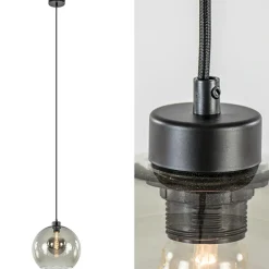 Hanglamp zwart met smoke glas 30cm