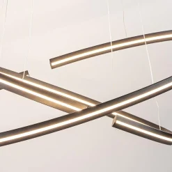 Hanglamp zwart 2x ledband ovaal