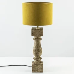 Houten lampvoet Cumani met bronzen fitting