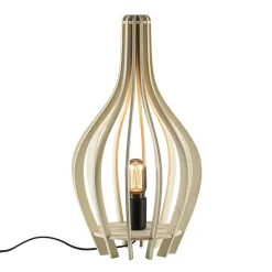 Houten tafellamp kegel naturel met zwart