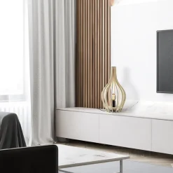 Houten tafellamp kegel naturel met zwart