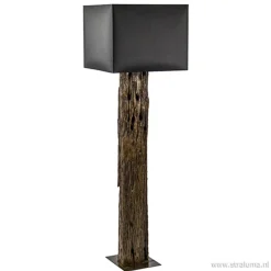 Houten vloerlamp met brons excl. kap