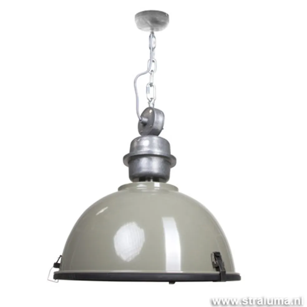 Industriele hanglamp olijf metaal Bikkel