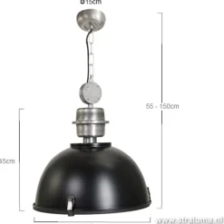 Industriele hanglamp zwart voor eettafel