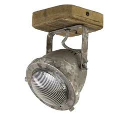 Industriele wand/plafondspot hout metaal