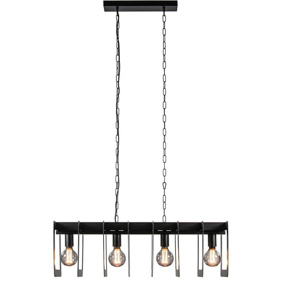 Industriële hanglamp squares mat zwart metaal