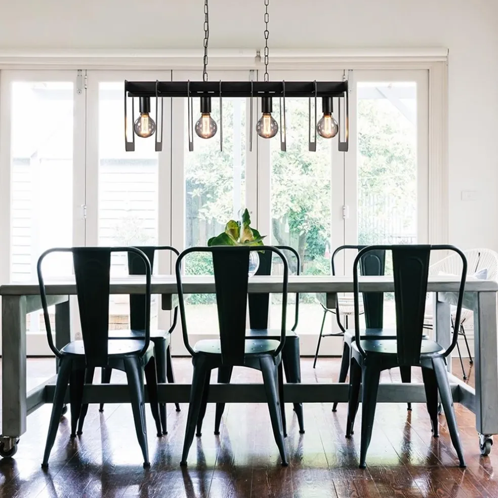 Industriële hanglamp squares mat zwart metaal