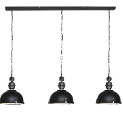 Industriële 3-lichts hanglamp bikkel mat zwart