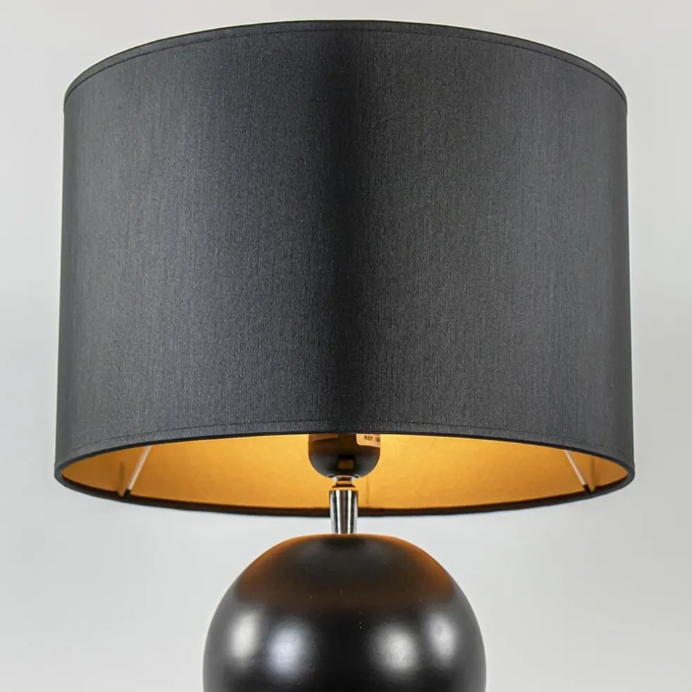 Keramieken tafellamp bollen zwart met kap