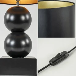 Keramieken tafellamp bollen zwart met kap
