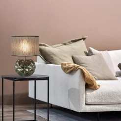 Keramieken tafellamp bruin met bruine kap