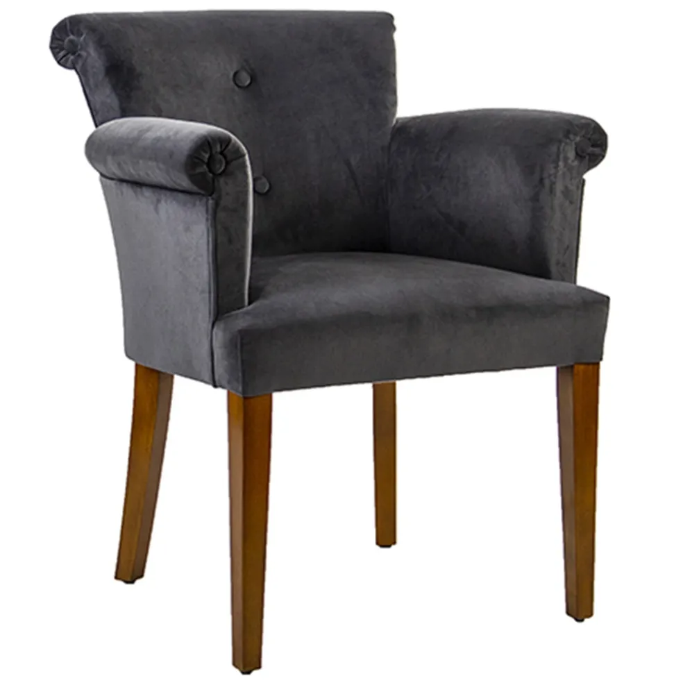 Klassieke armstoel kersenhout in stof