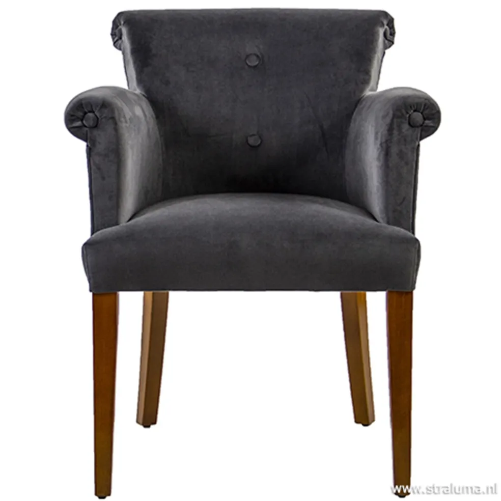 Klassieke armstoel kersenhout in stof