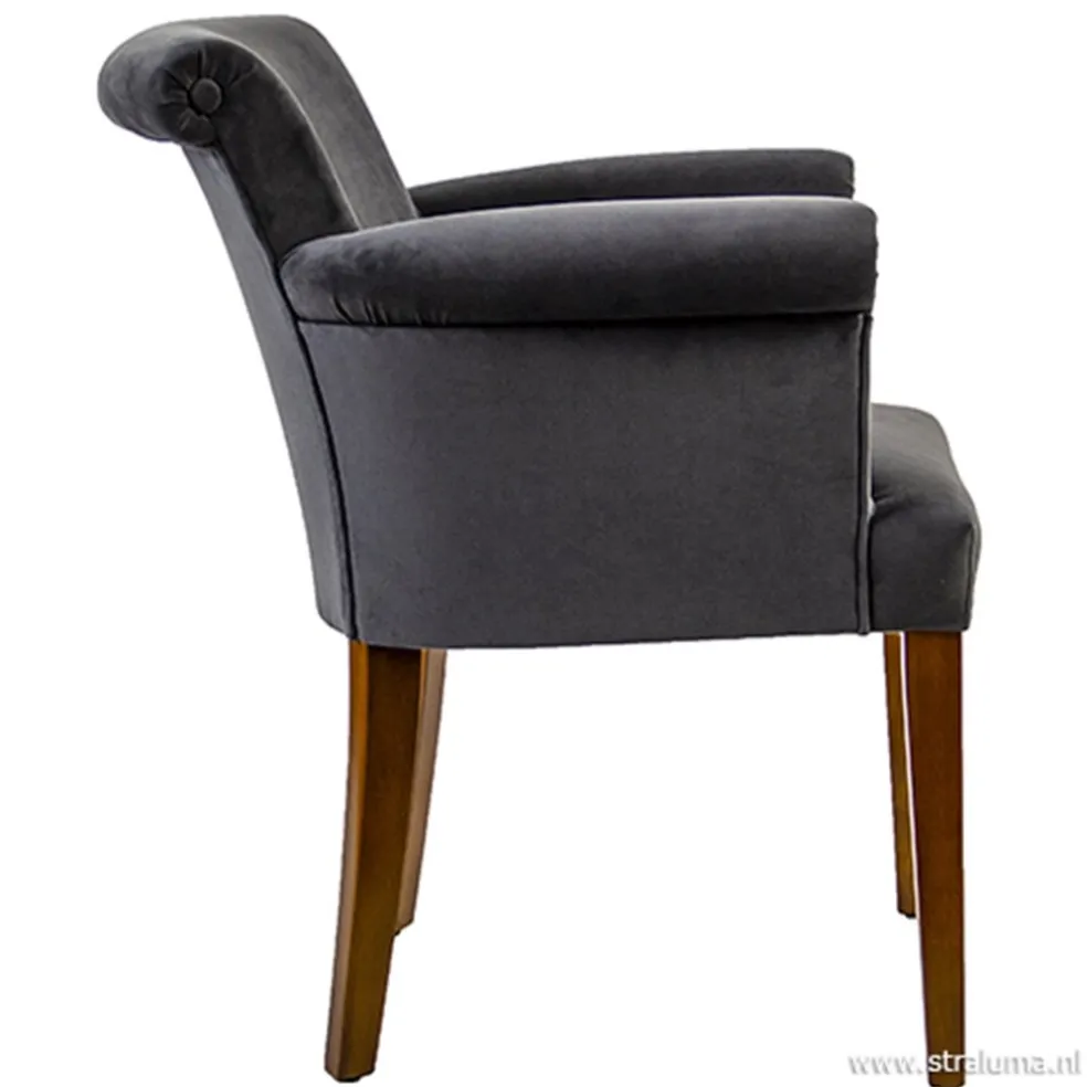 Klassieke armstoel kersenhout in stof