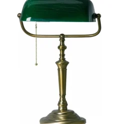 Klassieke bankierslamp groen met Brons