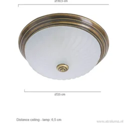 klassieke plafonnière Brons/glas