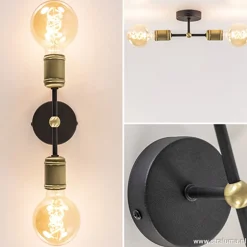 Klassieke wandlamp zwart-antiek brons