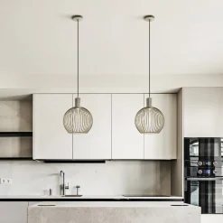 kleine draad hanglamp mat zand met zwart