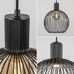 Kleine draad hanglamp mat zwart 30 cm