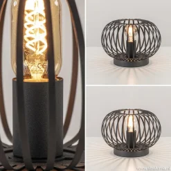 Kleine draad tafellamp modern mat zwart