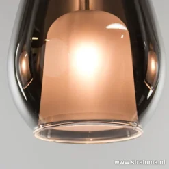 Kleine eettafel hanglamp glas 'Smoke'